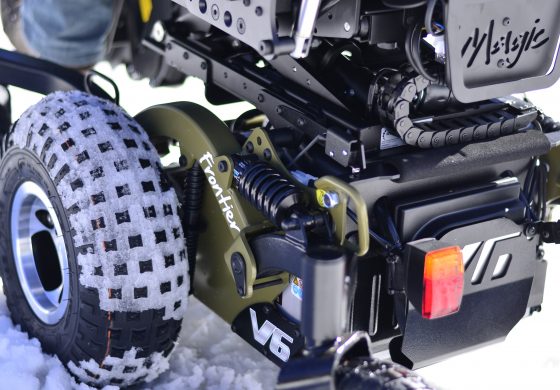 The bogie arms help stabilise your powerchair