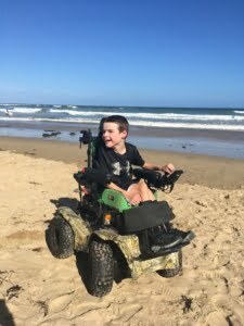 Brodie on the beah in his Magic MobilityExtreme X8