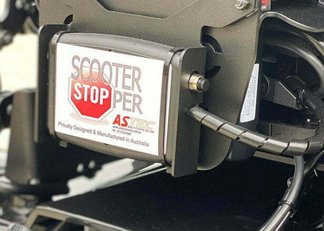 Magic Mobility's Scooter Stopper is a remote-controlled switch that can be activated from up to 25 meters away to immediately stop the motion of the wheelchair. 