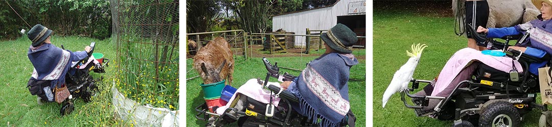 Julie Insley enjoys caring for her animals on her farm using her Magic Mobility Frontier V6 AT