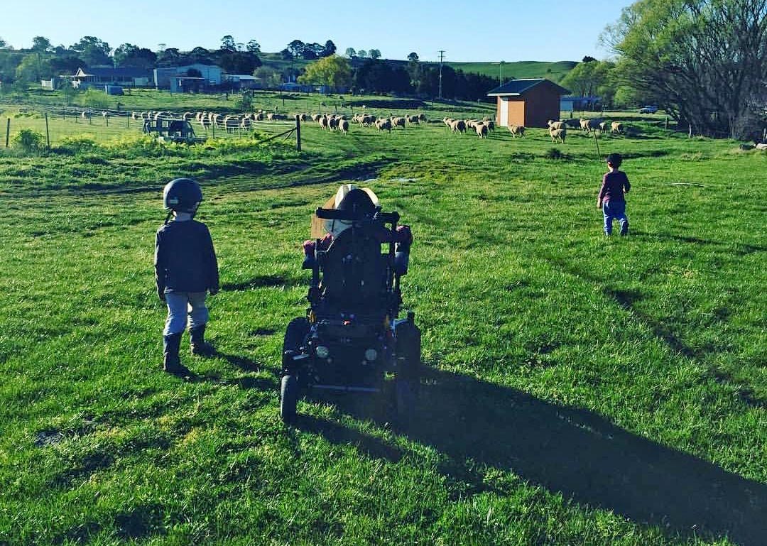 Beau Cosgrove helps muster sheep on his Magic Mobility V6 AT