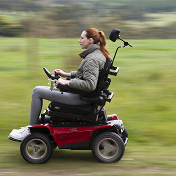 Rosie puts the Magic Mobility XT2 on high speed and zooms around.