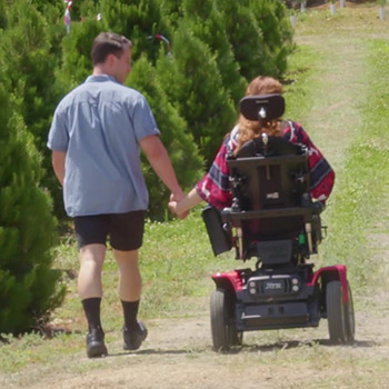 The Magic Mobility XT2 powerchair allowed Rosie to enjoy walking alongside her husband.