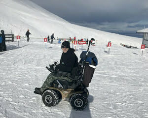 Jamie Wilson enjoying the slopes on his Magic Mobility Extreme X8