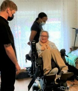 Person trialling a new powerchair