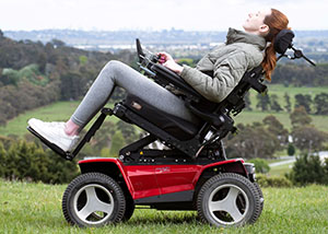 Rosie rests her back and soaks up the fresh air in the XT2 from Magic Mobility.